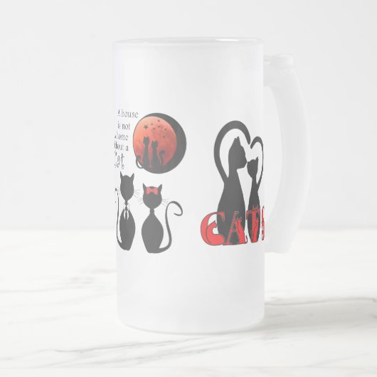 Een paar katten thuis matglas bierpul (Voorkant rechts)