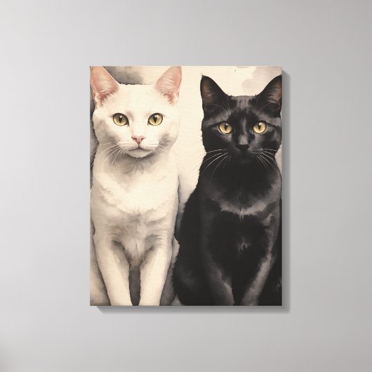 Een paar katten zitten bij elkaar canvas afdruk (Voorkant)