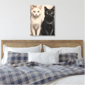 Een paar katten zitten bij elkaar canvas afdruk (Insitu (Slaapkamer))