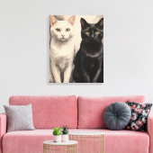 Een paar katten zitten bij elkaar canvas afdruk (Insitu (Woonkamer))