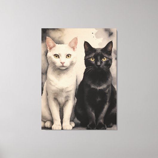 Een paar katten zitten bij elkaar canvas afdruk (Voorkant)