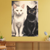 Een paar katten zitten bij elkaar canvas afdruk (Insitu (Woonkamer))