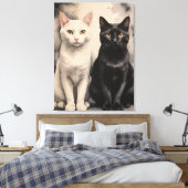 Een paar katten zitten bij elkaar canvas afdruk (Insitu (Slaapkamer))
