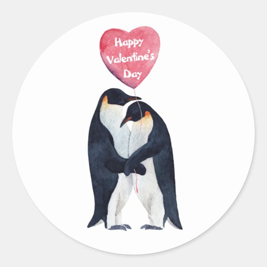 Een paar keizer Pinguins Valentijn Dag Ronde Sticker (Voorkant)