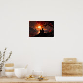 Een paar kijken naar de zonsondergang samen poster (Keuken)