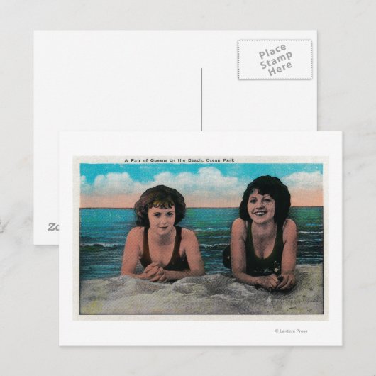 Een paar koninginnen op de strand, Ocean Park Briefkaart (Voorkant / Achterkant)