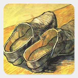 Een paar leren klompen door Vincent van Gogh Vierkante Sticker