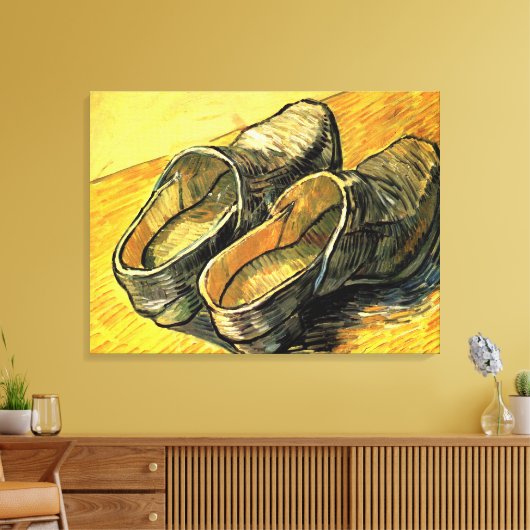 Een paar leren klompen van Vincent van Gogh Canvas Afdruk (Insitu (Woonkamer))
