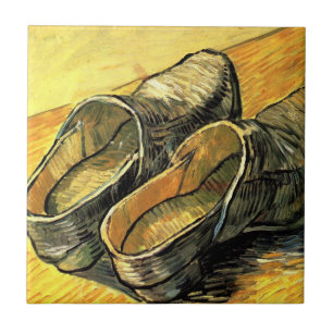 Een paar leren klompen van Vincent van Gogh Tegeltje