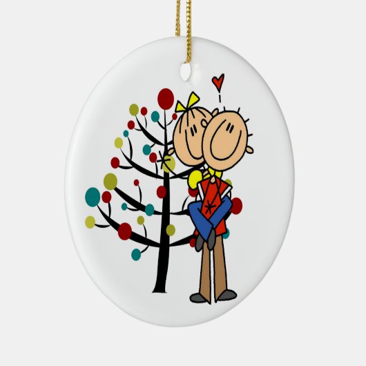 Een paar liefdeskerstversiering keramisch ornament (Rechts)