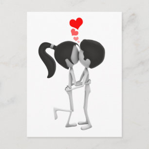 Een paar liefdeszoenen briefkaart