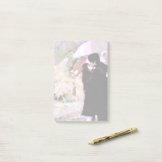 Een paar liefdeszoenen in de Abstracte kunst van d Post-it® Notes (Op bureau)