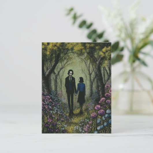 Een paar lopen in het Bos Briefkaart (Staand voorkant)