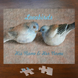 Een paar Lovevogels met zijn en haar namen Legpuzzel