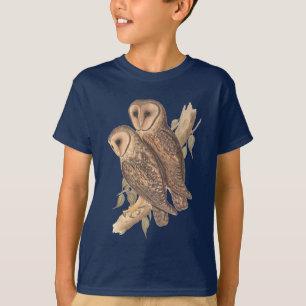 Een paar Maskbarnbezit op een tak (schilderij). T-shirt