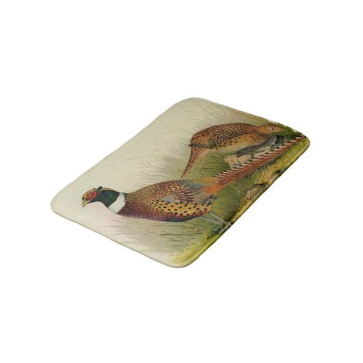 Een paar met Ring verbonden fazanten in een grijs  Badmat (Gekanteld)