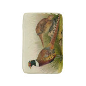 Een paar met Ring verbonden fazanten in een grijs  Badmat (Voorkant Verticaal)