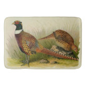 Een paar met Ring verbonden fazanten in een grijs  Badmat (Voorkant)