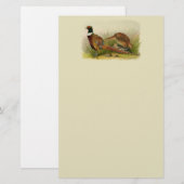 Een paar met Ring verbonden fazanten in een grijs  Briefpapier (Voorkant / Achterkant)