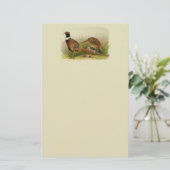 Een paar met Ring verbonden fazanten in een grijs  Briefpapier (Staand voorkant)