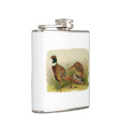 Een paar met Ring verbonden fazanten in een grijs  Heupfles (Rechts)