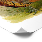 Een paar met Ring verbonden fazanten in een grijs  Poster (Hoek)