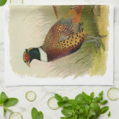 Een paar met Ring verbonden fazanten in een grijs  Theedoek (Gevouwen)