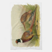 Een paar met Ring verbonden fazanten in een grijs  Theedoek (Verticaal)