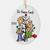 Een paar met twee meisjes, Cat Custom Holiday Orna Keramisch Ornament (Rechts)