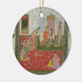 Een paar met vrouwen begeleiders en muzikanten keramisch ornament (Links)