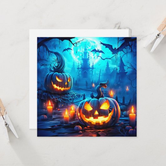 Een paar misdragende pompoenen Happy Halloween Kaart (Voorkant / Achterkant in situ)