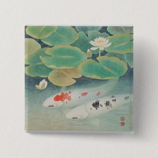 Een paar onder Lotus Vierkante Button 5,1 Cm (Voorkant)