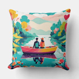 Een paar op een boot in een meer - Sierkussen