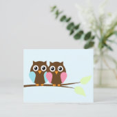 Een paar op een tak briefkaart (Staand voorkant)