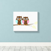 Een paar op een tak canvas afdruk (Insitu (Houten vloer))