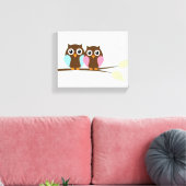 Een paar op een tak canvas afdruk (Insitu (Woonkamer))