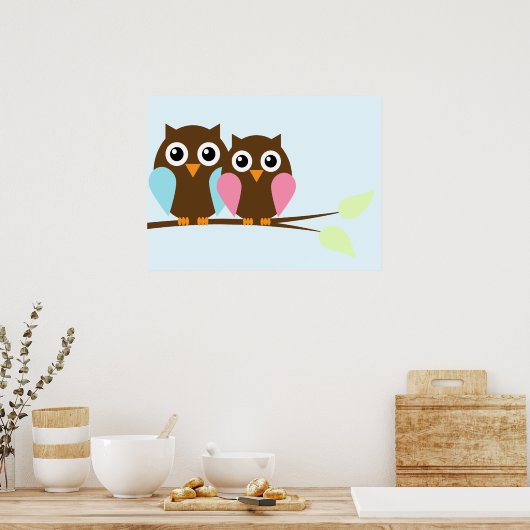 Een paar op een tak poster (Keuken)