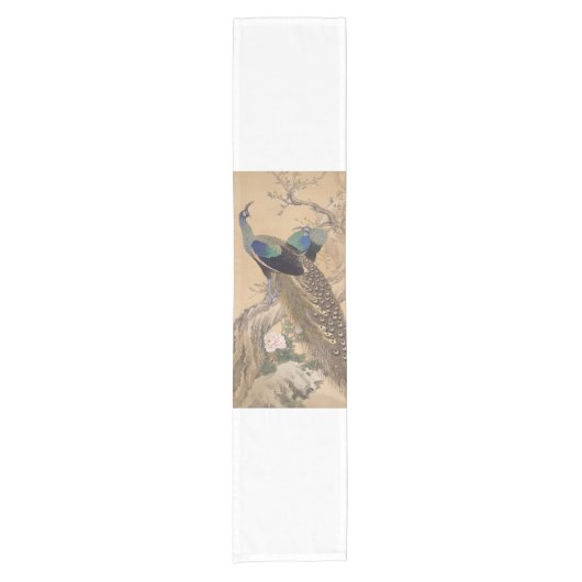 Een paar paartjes pacocks in de lente van Imao Kei Korte Tafelloper (Voorkant)