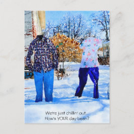 Een paar pants-outfits, die alleen maar bevroren z briefkaart