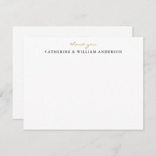 Een paar Pas getrouwd Gold Script Dank u wel Notitiekaartje (Voorkant / Achterkant)