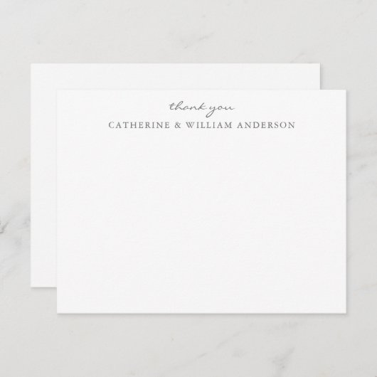 Een paar Pas getrouwd grijs script Hartelijk dank Notitiekaartje (Voorkant / Achterkant)