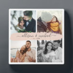 Een paar Passen getrouwd Aangepaste naam Instagram Fotoplaat<br><div class="desc">Moderne Insta-vriendelijk fotoraster met ruimte voor vier favoriete foto's,  eenvoudige personalisatie voor uw aangepaste namen in het chic-penseelscript op een blote roze penseelstreek,  dit keepaardplaatje is een geweldig geschenk voor elke paar,  vriendin,  vriendje,  newlyweds,  of voor een trouwdag: het moderne design past gemakkelijk in een minimaal stijlvol thuisdecor.</div>