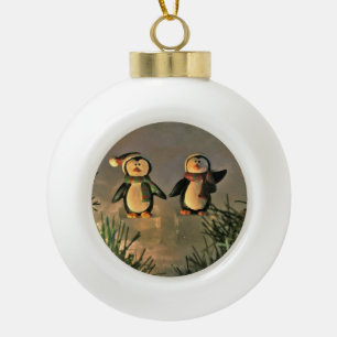Een paar Pinguïnen Keramische Bal Ornament