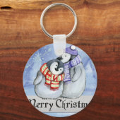 Een paar pinguïns knuffelen sleutelhanger (Voorkant)