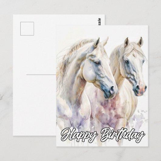 Een paar prachtige paarden illustratie briefkaart (Voorkant / Achterkant)