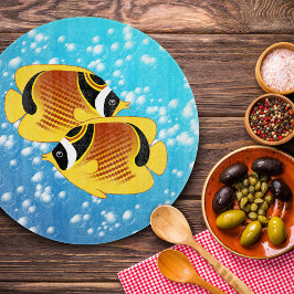 Een paar Raccoon Butterflyfish in Bubble Water Snijplank