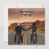 Een paar rijdende motorfietsen op het Rocky Highwa Save The Date (Achterkant)