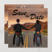Een paar rijdende motorfietsen op het Rocky Highwa Save The Date (Voorkant / Achterkant)
