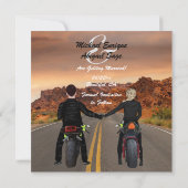 Een paar rijdende motorfietsen op het Rocky Highwa Save The Date (Achterkant)