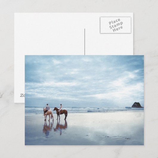 Een paar rijpaarden op het strand van Parkiri in N Briefkaart (Voorkant / Achterkant)